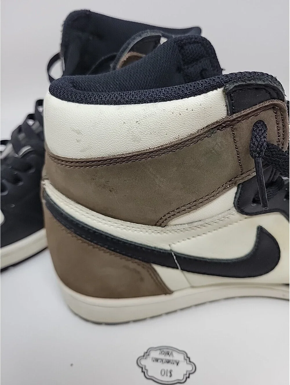 Nike Air Jordan 1 Mid Black Sail Brown Mocha Men’s Sneakers Authentic 10.5